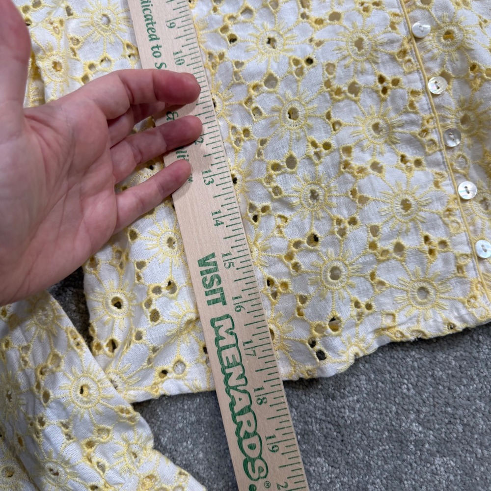 Free People Dream A Little Dream Yellow Sunflower Eyelet Lace Crop Shirt NWT S - Picture 14 of 14